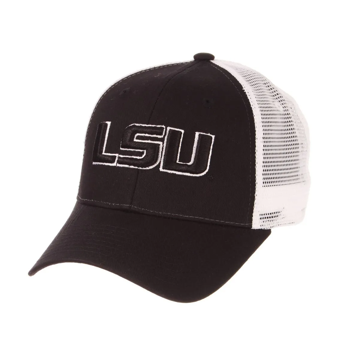 LSU Tigers Zephyr Black "Big Rig" Mesh Back Structured Adj. Snapback Hat Cap