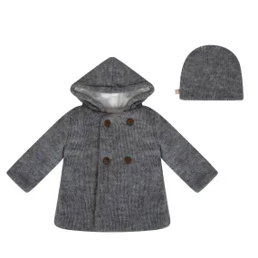 MELANGE YARN JACKET AND BEANIE-Grey