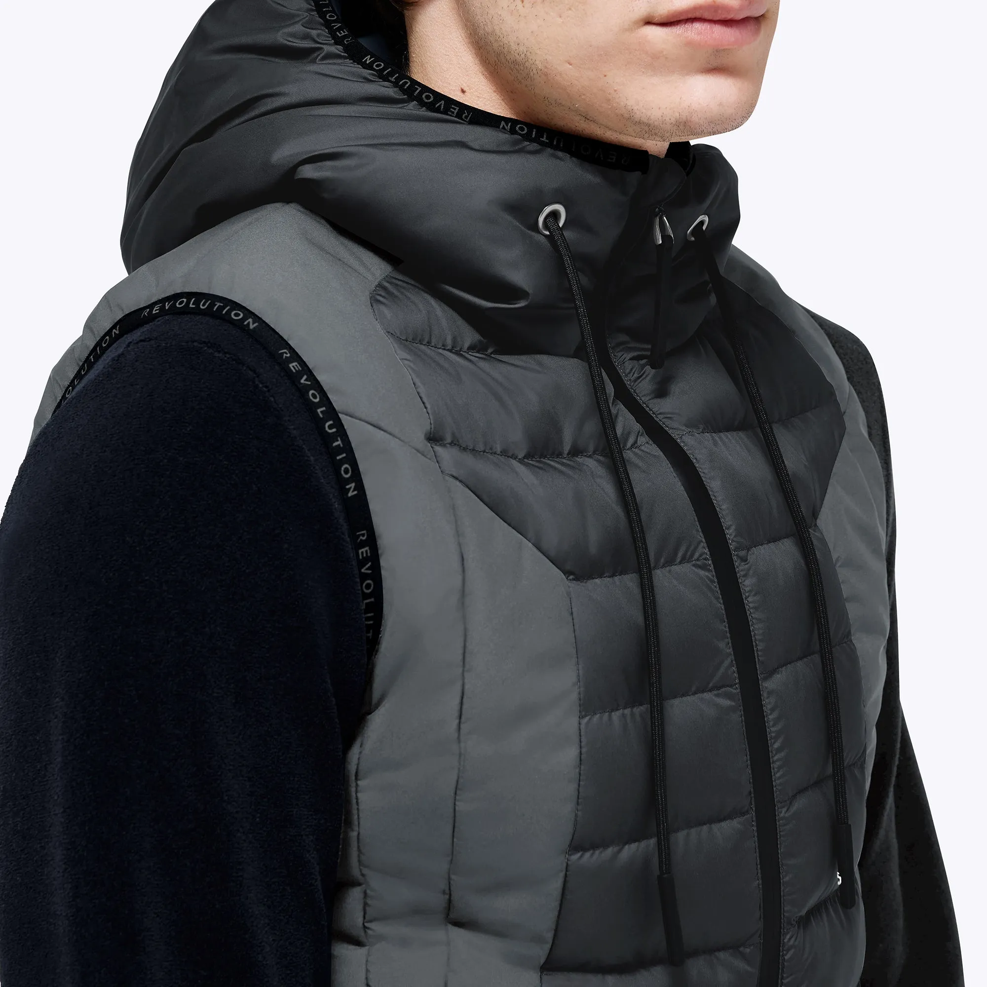 Men's CT R-Evo Laser Cut Logo Nylon Hooded Puffer Vest