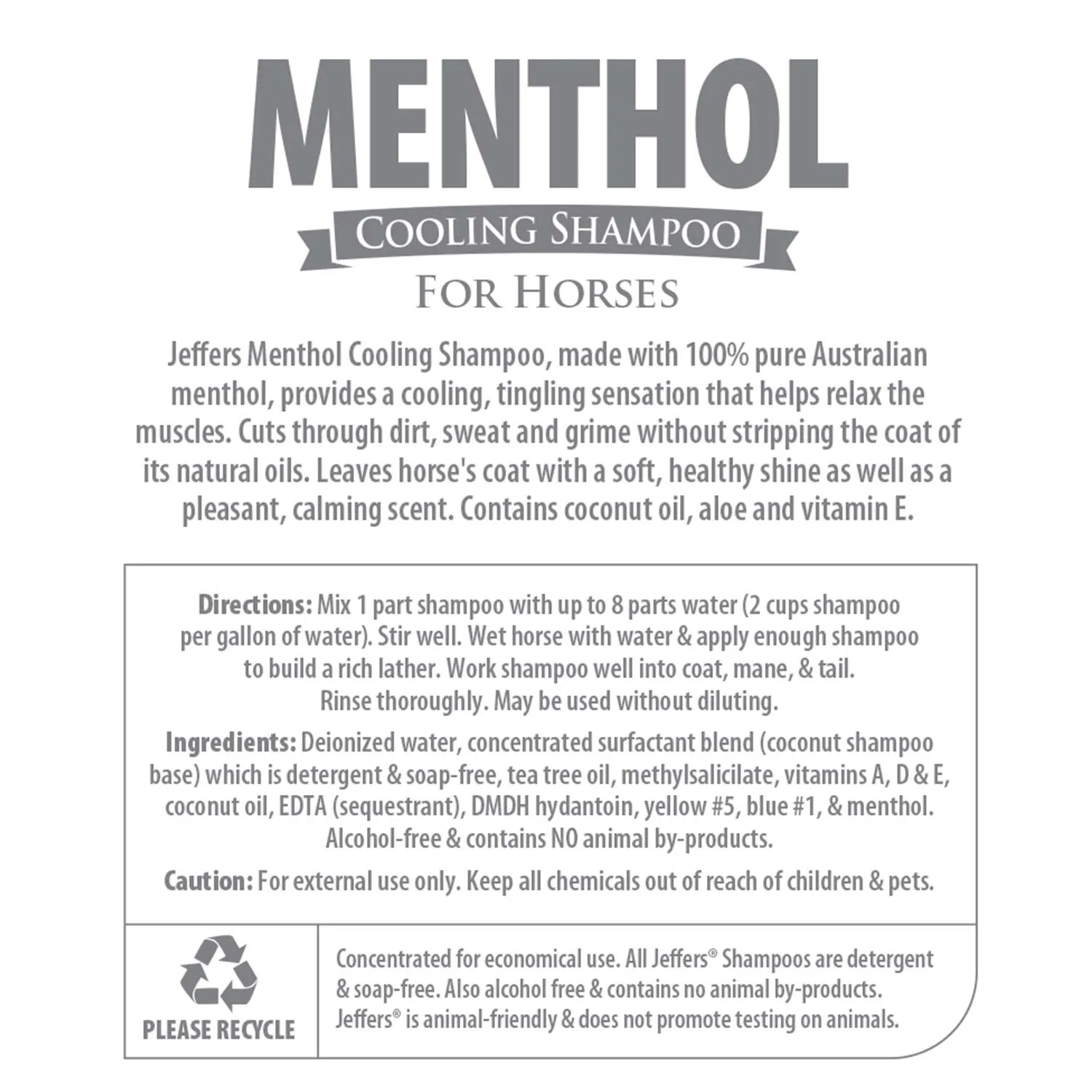 Menthol Cooling Shampoo for Horses