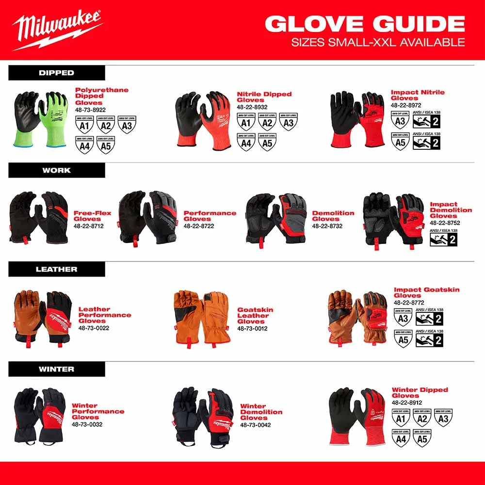 Milwaukee 48-73-8742B High Dexterity A4 Polyurethane Dipped Gloves - Large