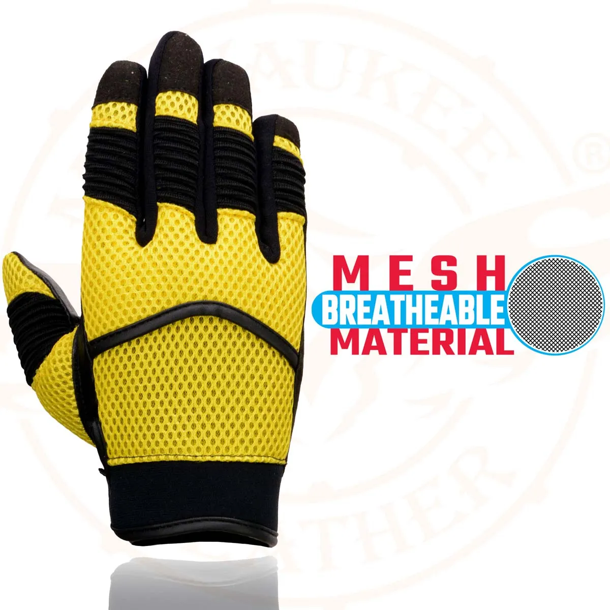 Milwaukee Leather SH791 Men's Black Leather and Yellow Mesh Combo