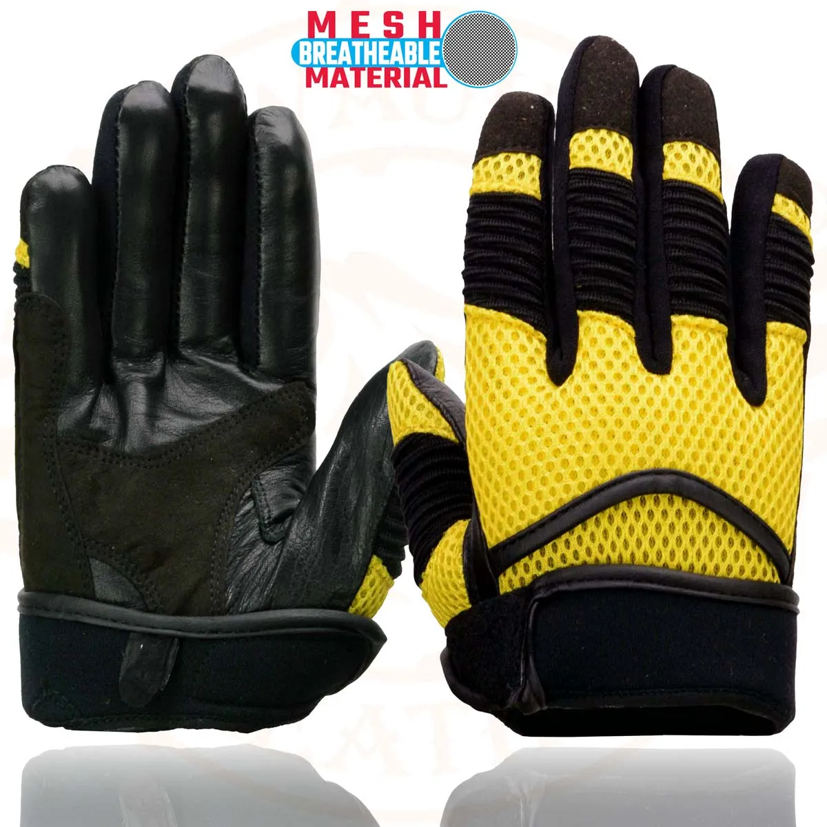 Milwaukee Leather SH791 Men's Black Leather and Yellow Mesh Combo