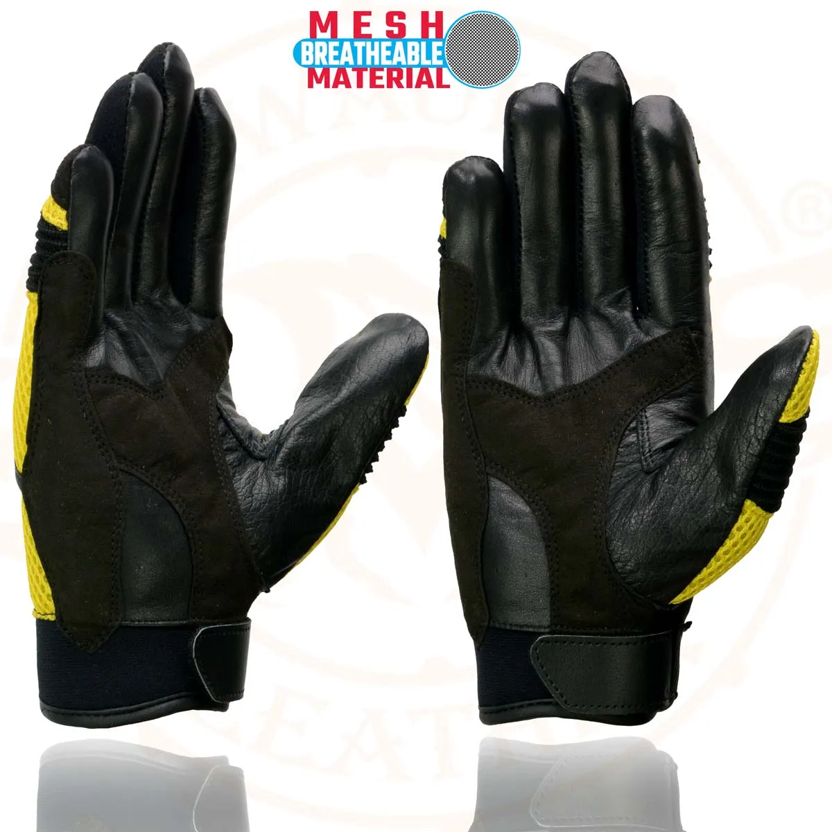 Milwaukee Leather SH791 Men's Black Leather and Yellow Mesh Combo