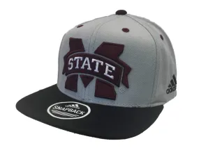 Mississippi State Bulldogs Adidas Gray & Black Snapback Flat Bill Hat Cap