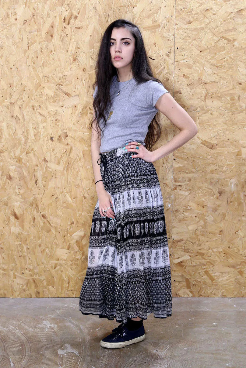 Monochrome Print Maxi Skirt