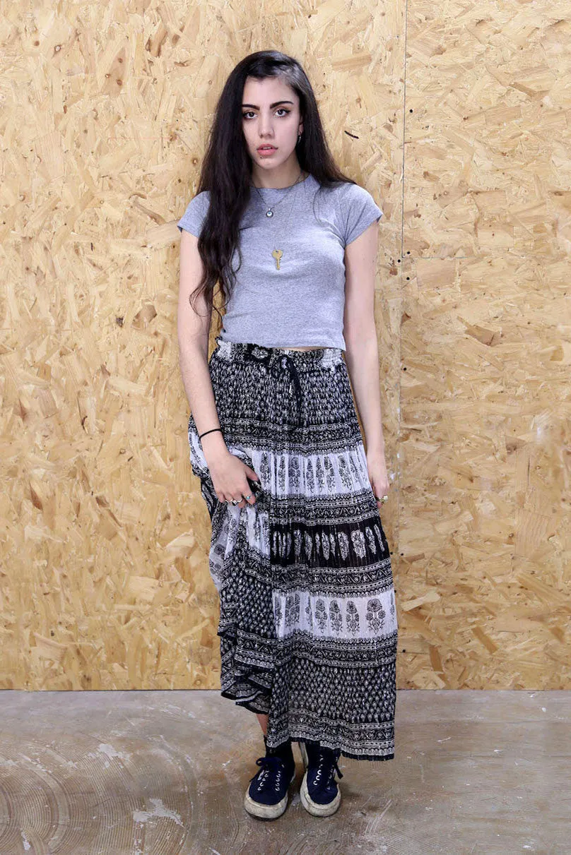 Monochrome Print Maxi Skirt