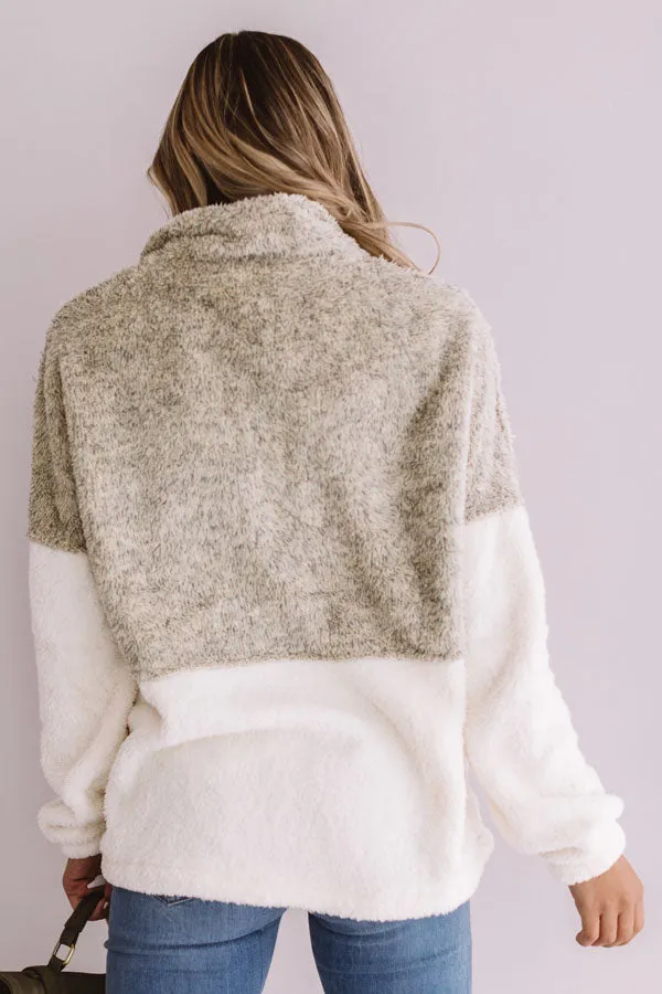 More Lattes, Please Sherpa Pullover In Beige