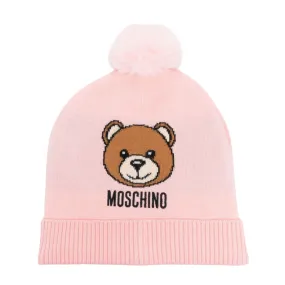 Moschino Kids Pink Pom Pom Beanie