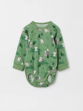 Mountain Wolf Print Babygrow