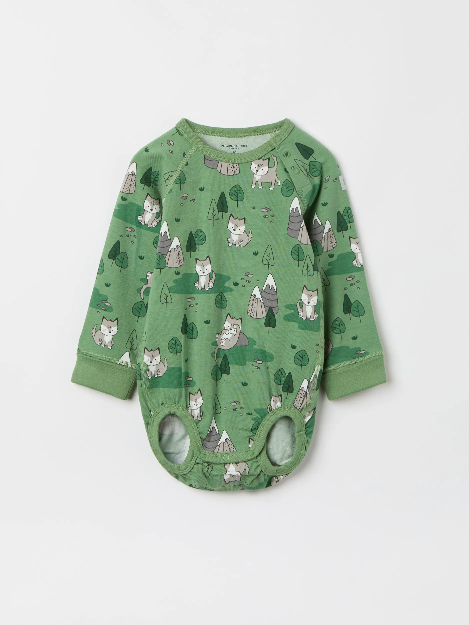 Mountain Wolf Print Babygrow