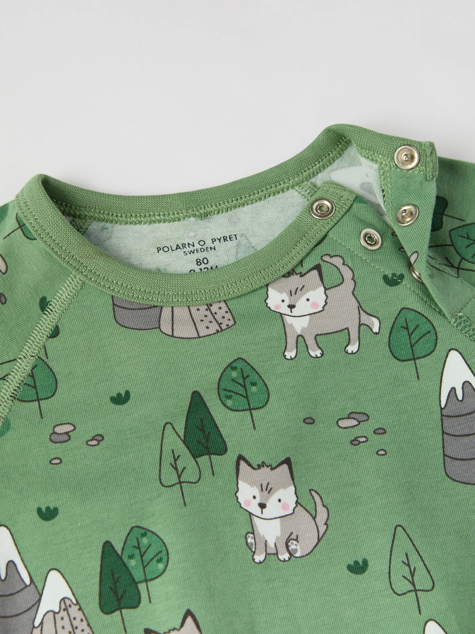 Mountain Wolf Print Babygrow