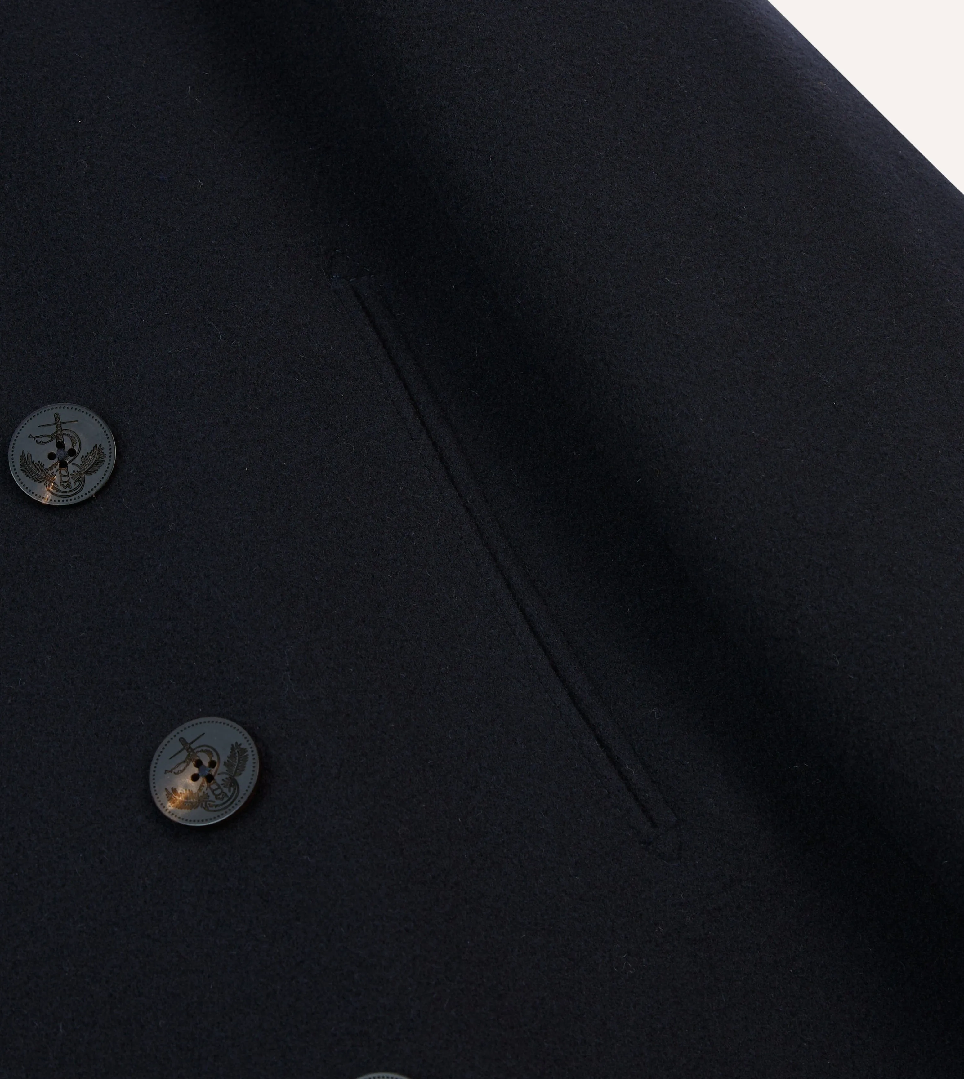 Navy Wool Double-Breasted Peacoat