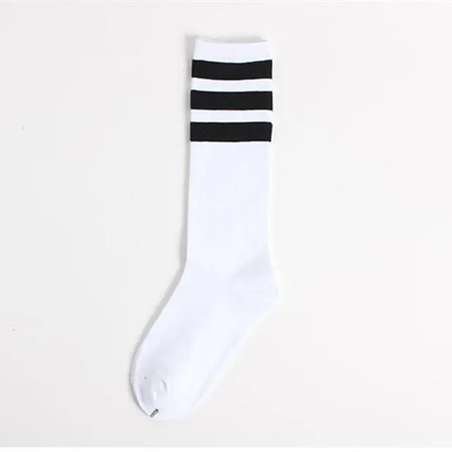 New Men/Women 3 Three Stripes Cotton Socks Retro Old School  Hiphop Skate Long Short  Meias  harajuku white black winter cool