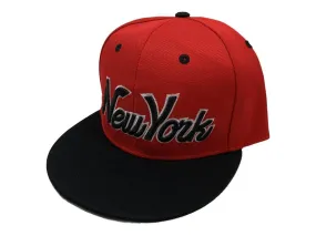 New York XM Red & Black Structured Adjustable Snapback Flat Bill Hat Cap AA693