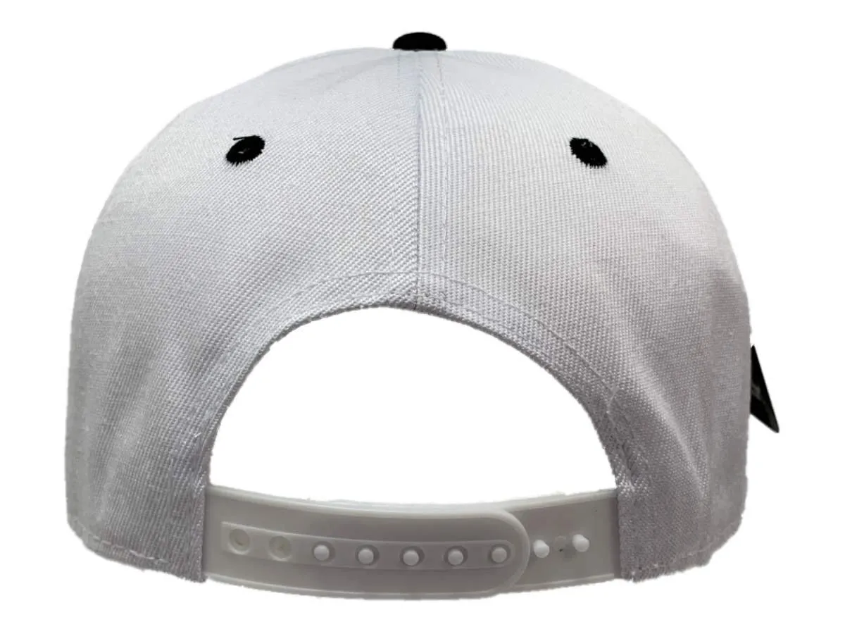 New York XM White & Black Structured Adjustable Snapback Flat Bill Hat Cap AA693