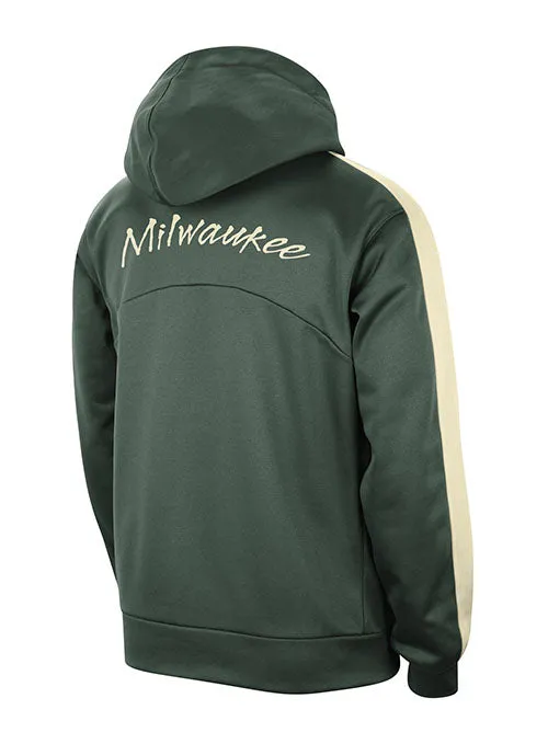 Nike Therma-FIT Courtside Starting 5 Green Milwaukee Bucks Hooded Sweatshirt