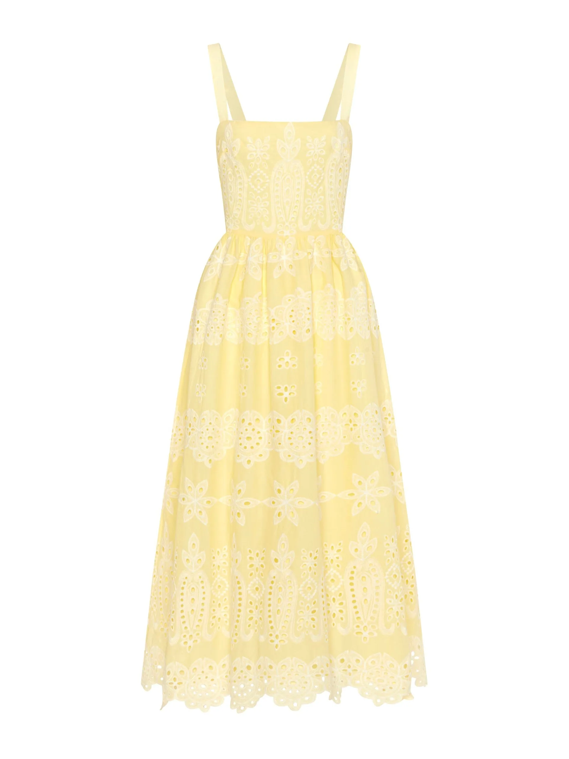 Ninet yellow broderie anglaise maxi dress