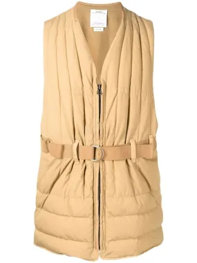 Padded Belted V-Neck Gilet