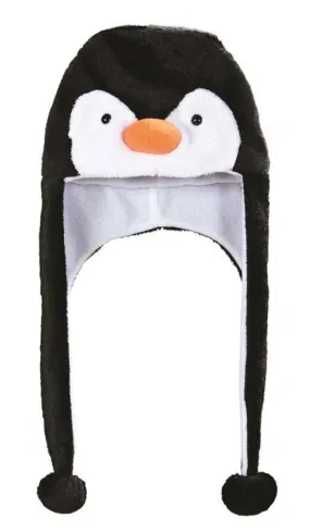 Panda Bear Animal Plush Adults BlackHooded Hat Cap Beanie Earmuff Party Dress Up