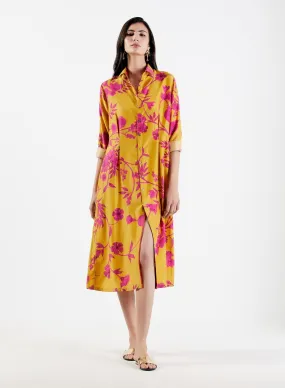 Pleated Dress Silk Twill Sorbet