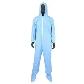 Posi-Wear - FR - Disposable Flame Resistant Blue Coverall with Hood, Elastic Wrists & Ankles - 25/box