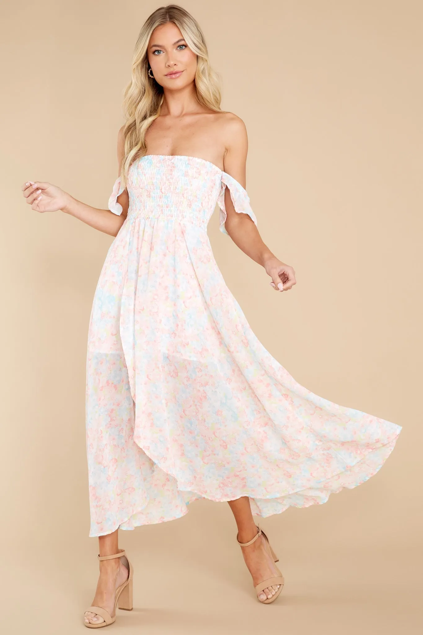 Pretty As A Picture Pink Floral Print Midi Dress