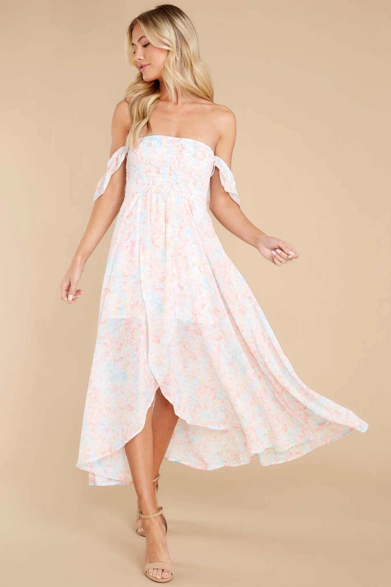 Pretty As A Picture Pink Floral Print Midi Dress