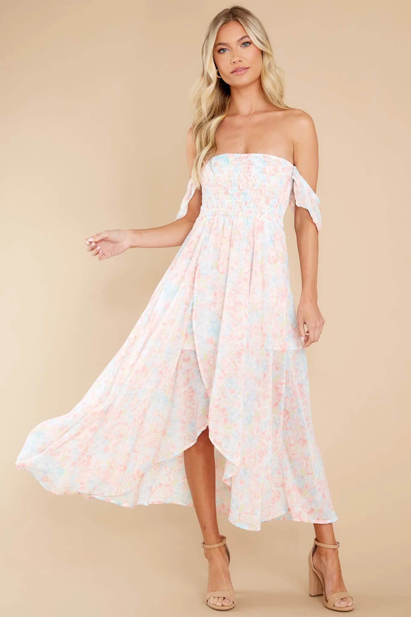 Pretty As A Picture Pink Floral Print Midi Dress