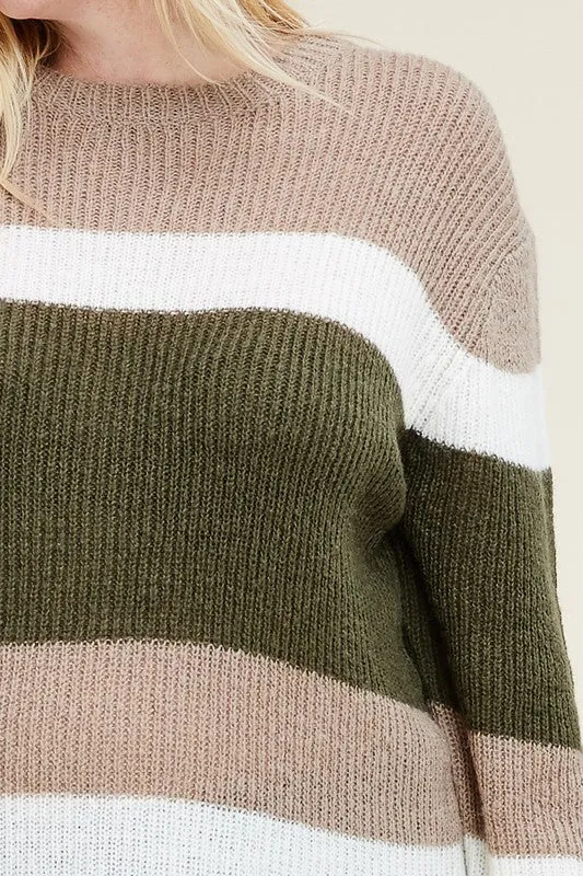 Reborn J Plus Sweater Tunic Dress - Taupe Olive