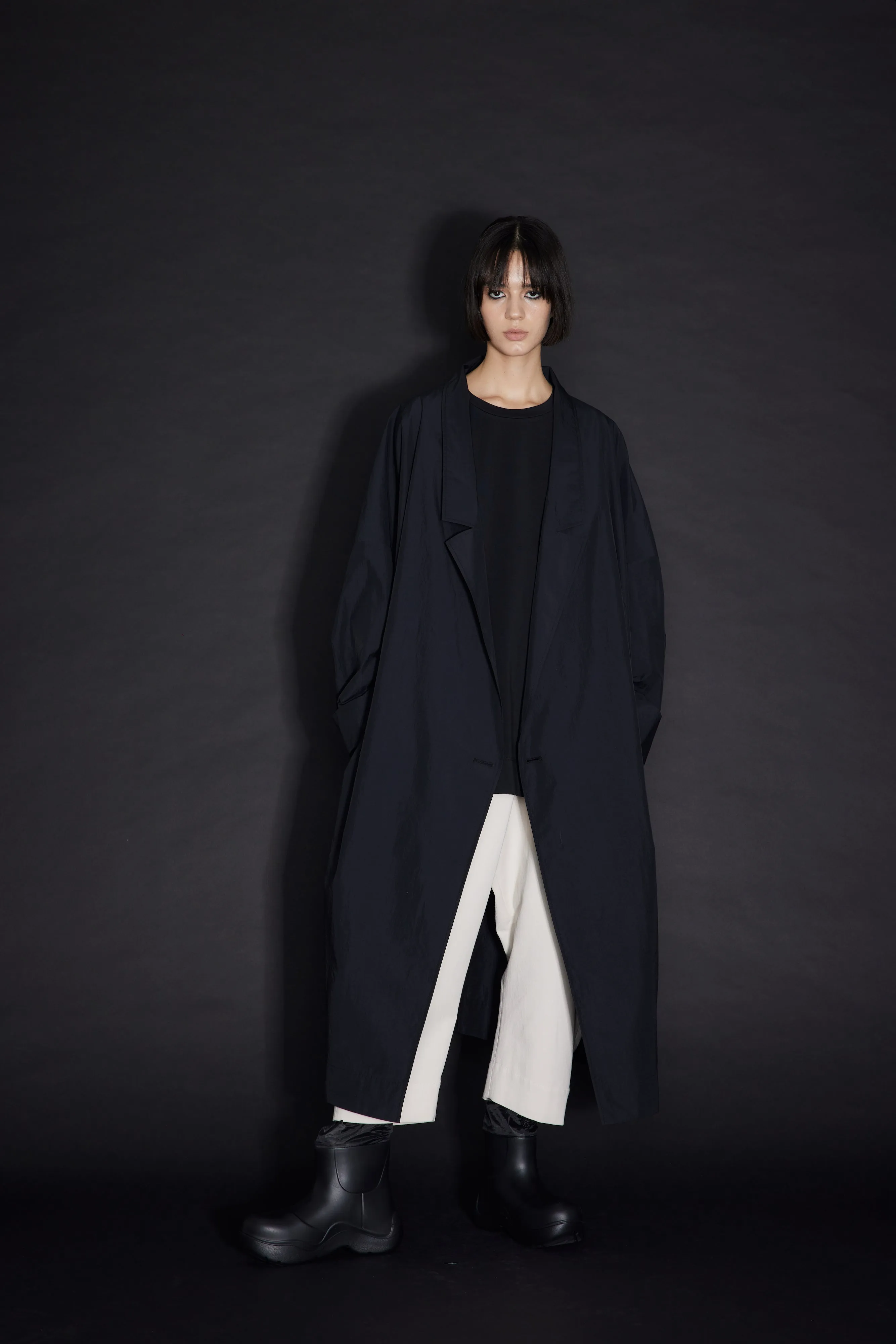 Recycled nylon oversized coat