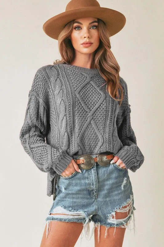 Relaxed Fit Adela Cable Knit Sweater