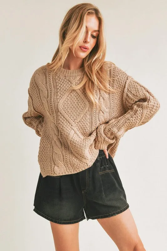 Relaxed Fit Adela Cable Knit Sweater