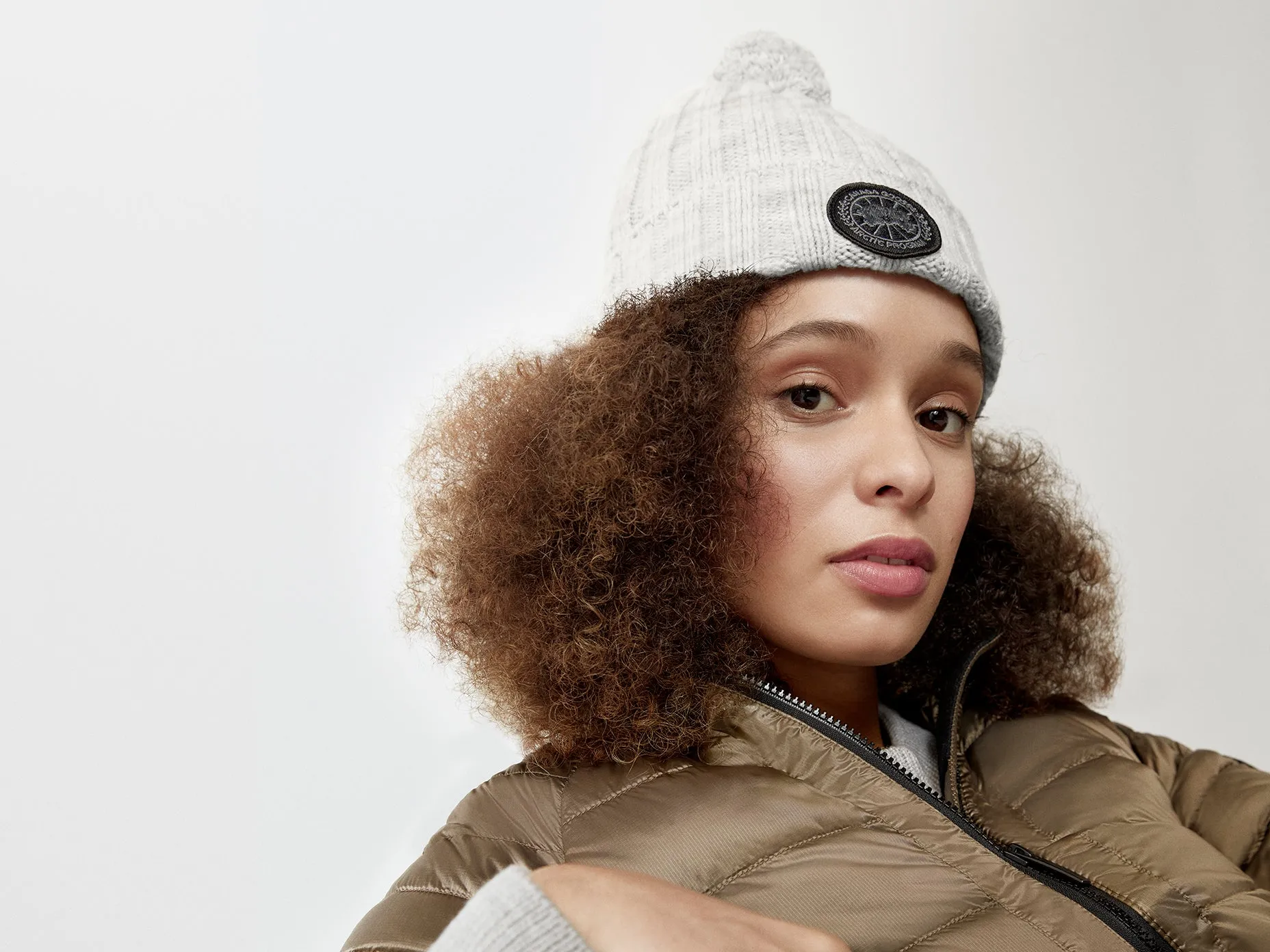 Rib Pom Beanie Cashmere - Mist Grey