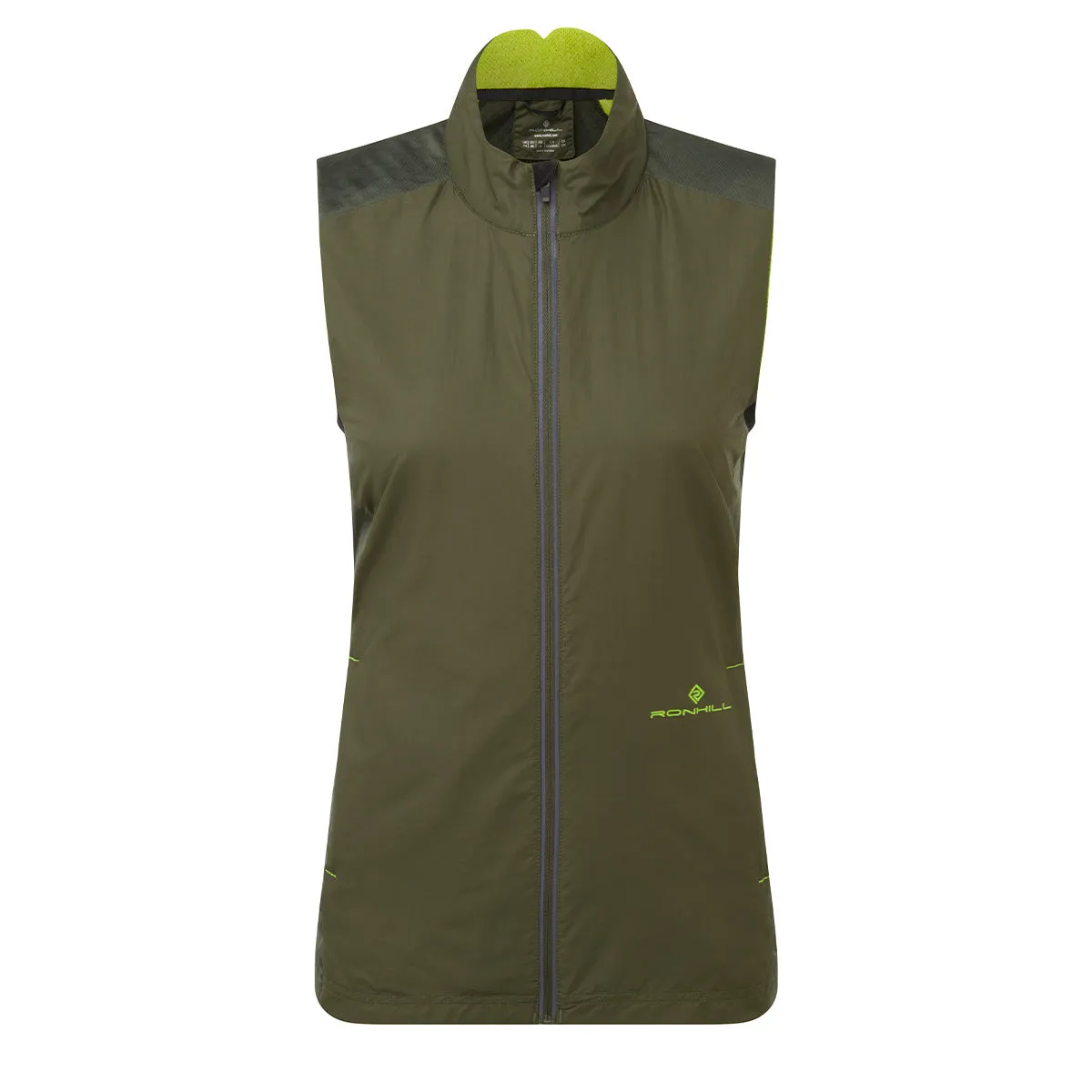 Ronhill Tech Hyperchill Gilet Womens | Khaki/citrus