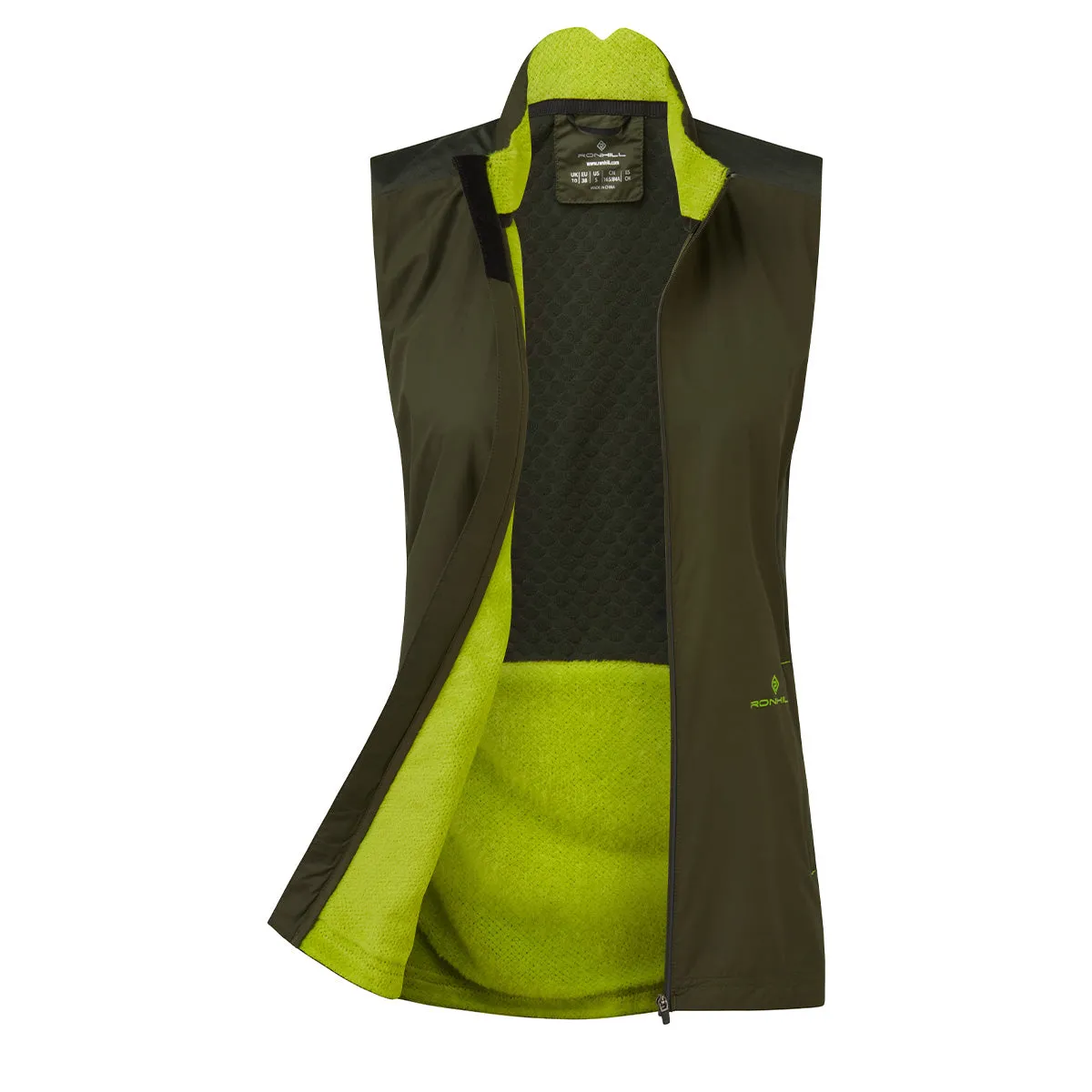 Ronhill Tech Hyperchill Gilet Womens | Khaki/citrus