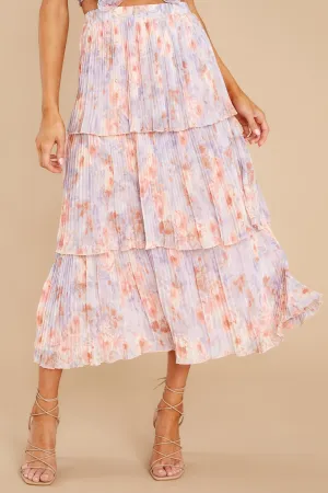 Rose Lavender Watercolor Midi Skirt