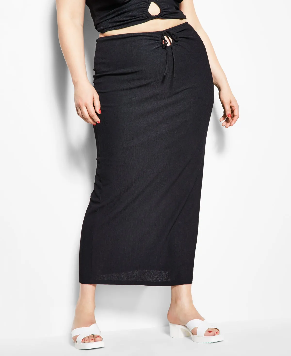 Royalty By Maluma Women's Tie Front Maxi Skirt Black