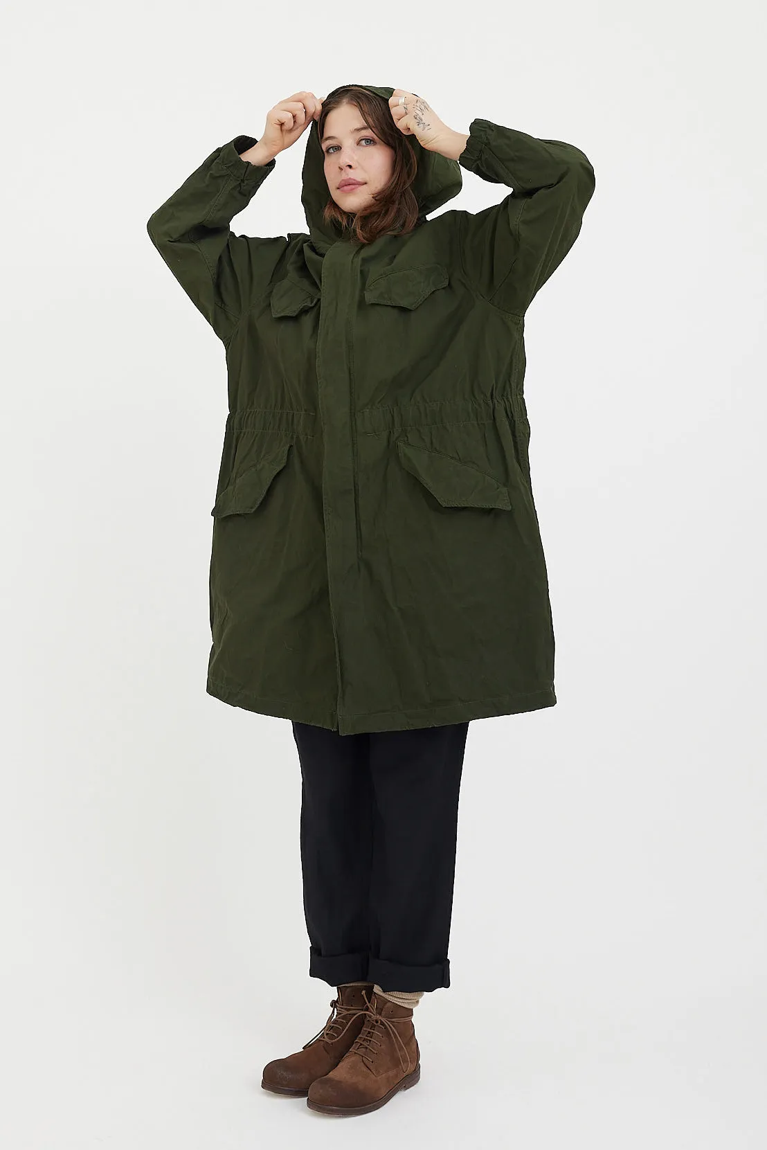 Sage De Cret - Coat - High Density Cotton Waxed Hooded Military Coat