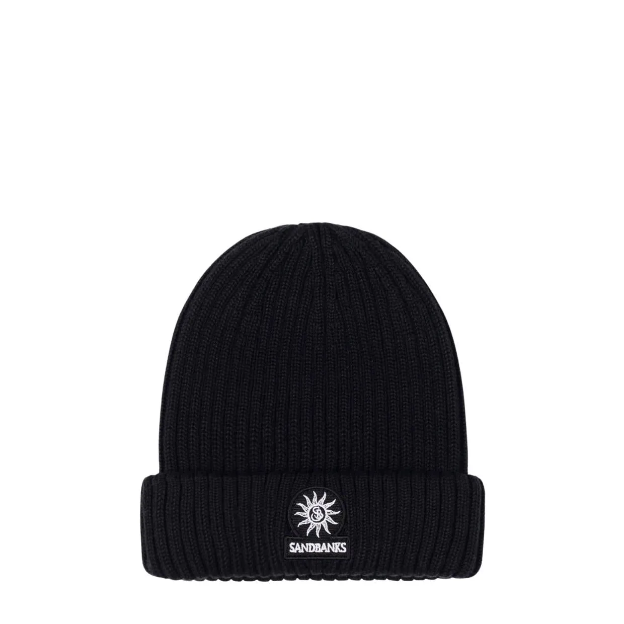 Sandbanks Badge Logo Merino Wool Black Beanie