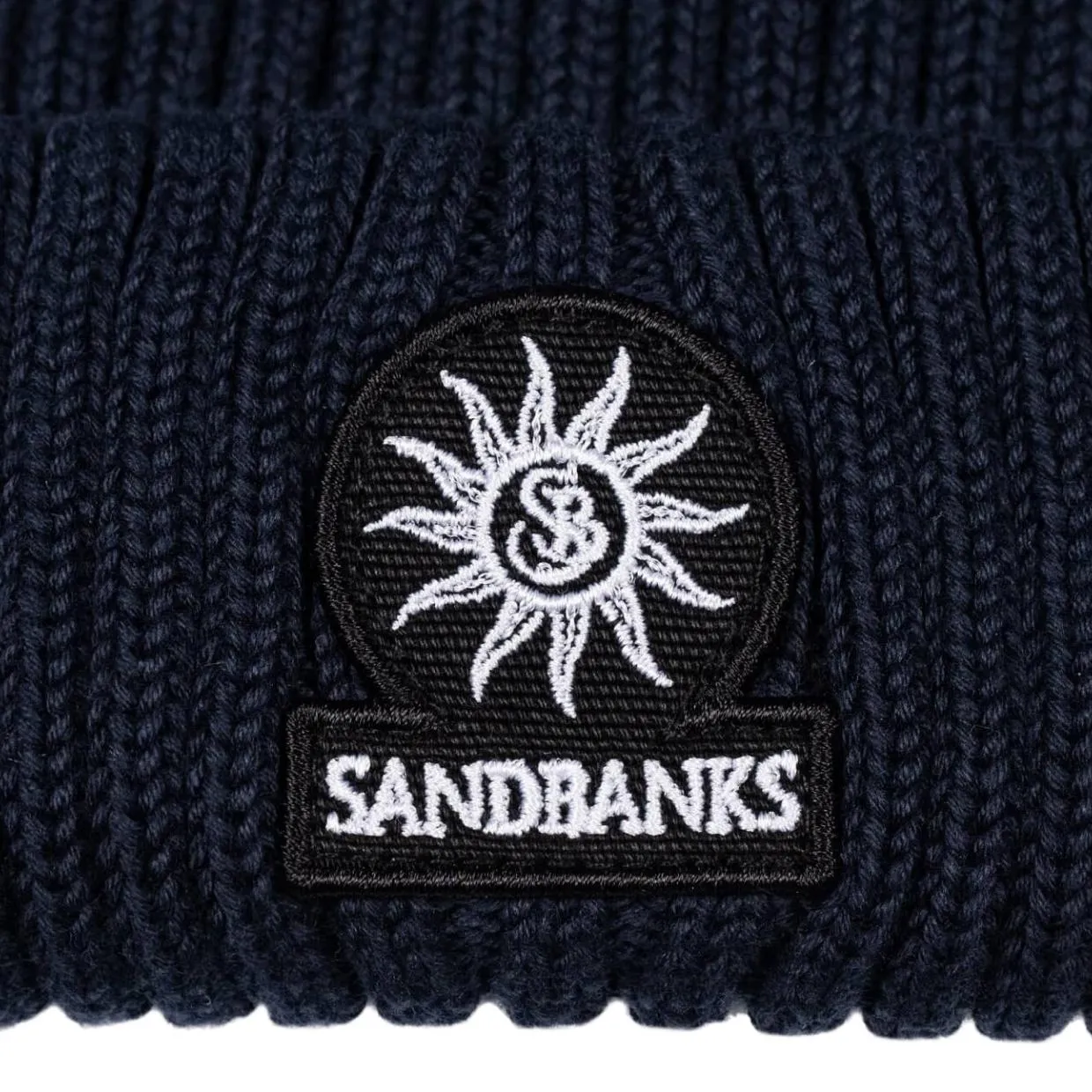 Sandbanks Badge Logo Merino Wool Navy Beanie