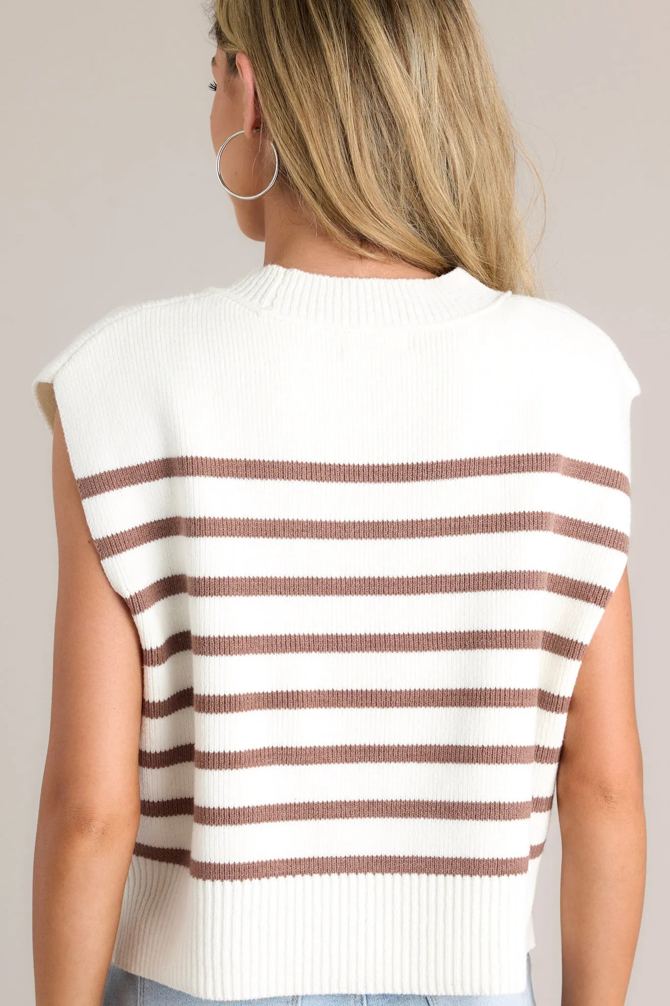 Sarcastically Yours Brown Stripe Sweater Crop Top