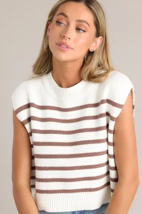 Sarcastically Yours Brown Stripe Sweater Crop Top