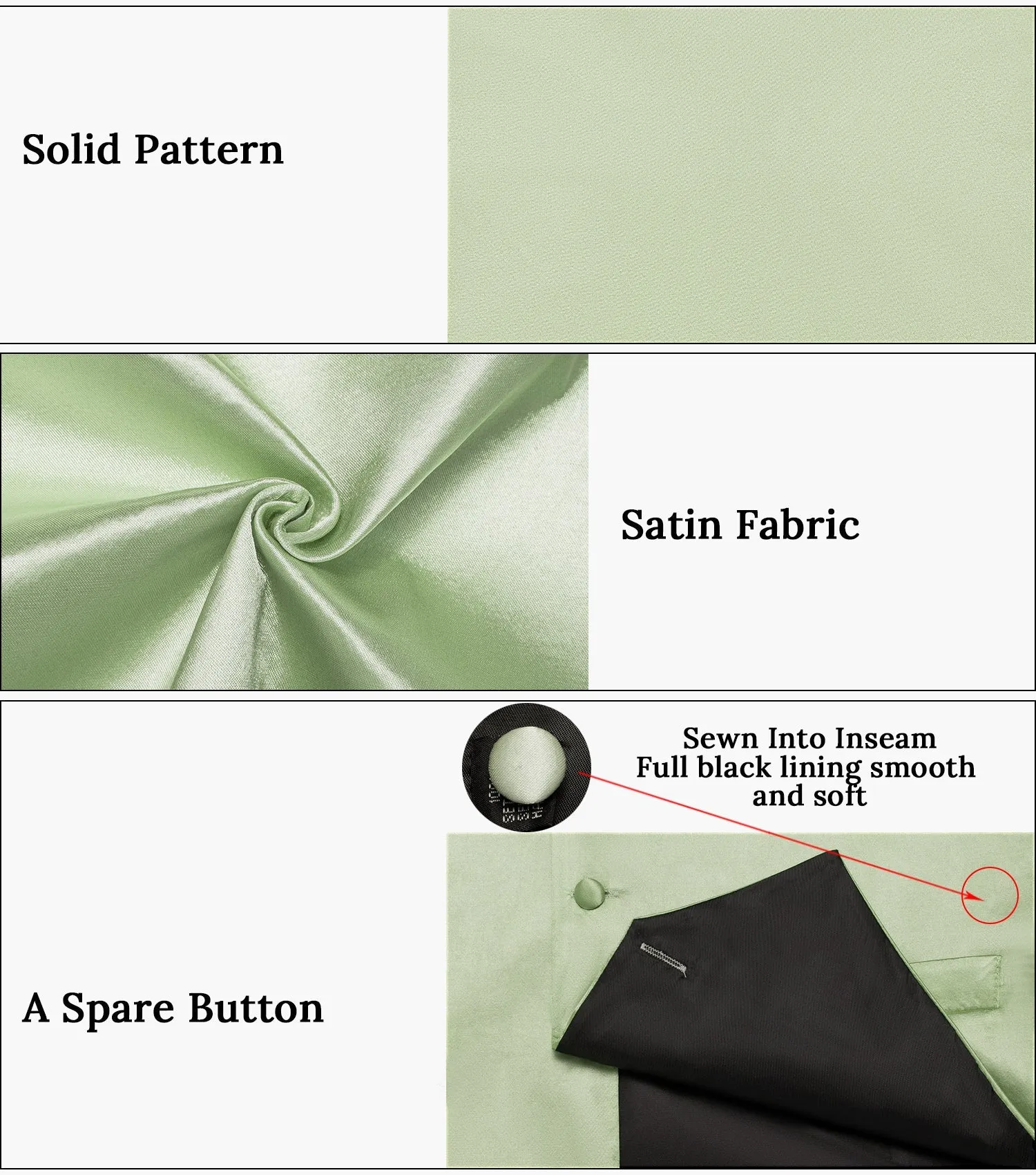 Satin Light Green Solid Men's Vest Bowtie Set