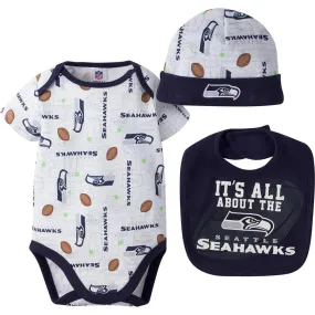 Seahawks Bodysuit, Bib, and Cap Set