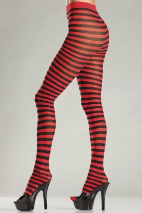 Seamingly Striped Pantyhose Red