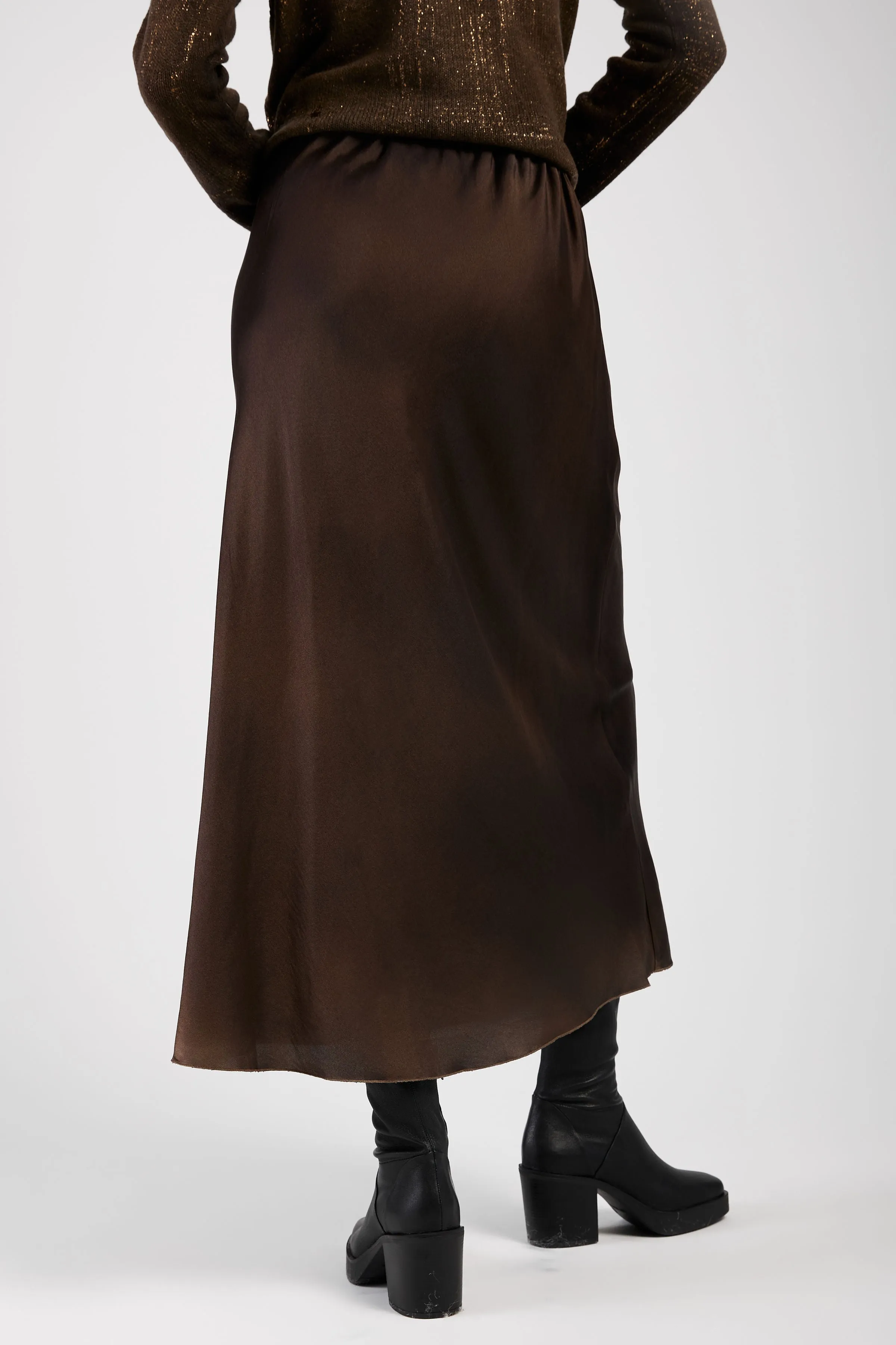 Silk Midi Skirt in Sughero