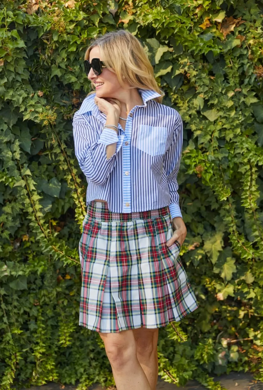 Smocked Waist MINI Skirt - Dress Stewart Plaid