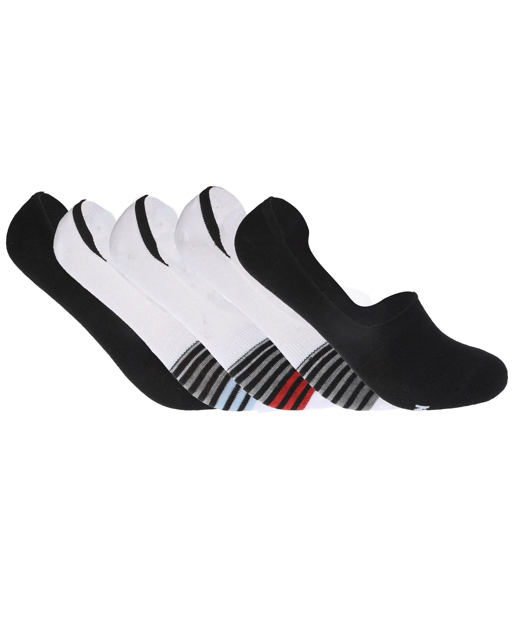 Steve Madden Men's 5 Pair's Comfy Athletic No-Show Invisible Multi Pique Foot Liner / Footies Socks