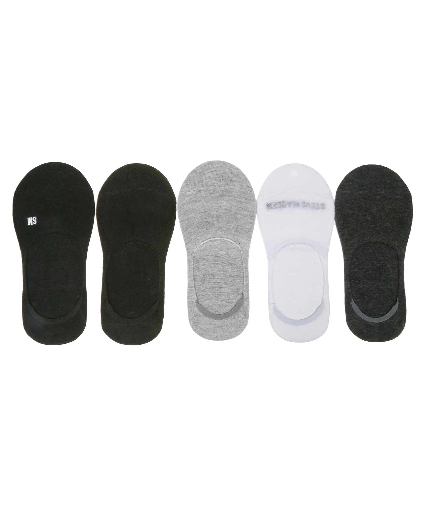 Steve Madden Men's 5 Pair's Comfy Athletic No-Show Invisible Multi Pique Foot Liner / Footies Socks